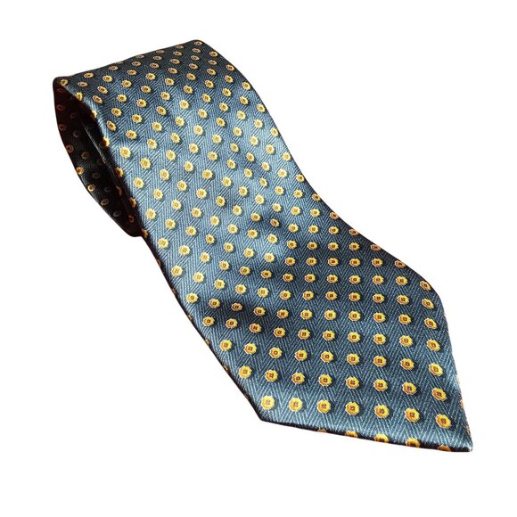 Ermenegildo Zegna Other - Ermenegildo Zegna Gray & Gold Polka Dot 100% Silk Tie Made In Italy Designer